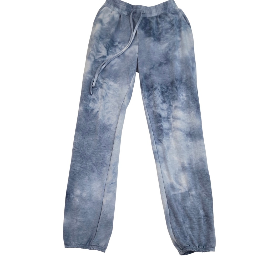 Miss York S Blue White Tie Dye Jogger Sweatpants Made in USA Athleisure 26x27